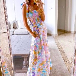 Gorgeous tie shoulder maxi dress
